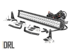 Rough Country LED Light - Bumper Mount - 20" Chrome Dual Row - Amber DRL - Nissan Titan XD (16-21) - 70646DRLA