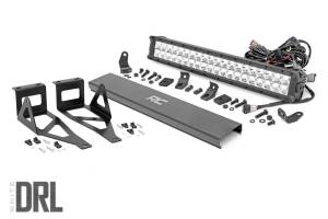 Rough Country LED Light - Bumper Mount - 20" Chrome Dual Row - White DRL - Ford Super Duty (05-07) - 70664DRL