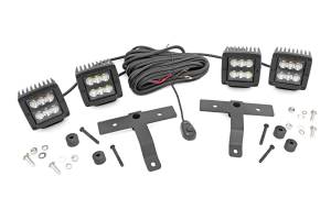 Rough Country Jeep Quad LED Light Pod Kit - Black Series (18-21 JL / 20-21 Gladiator) - 70822