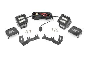 Rough Country LED Ditch Light Kit - 2in Black Pair - Flood - Chevy/GMC 1500 (14-18) - 71053