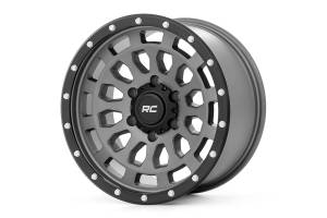 Rough Country Rough Country 87 Series Wheel - Simulated Beadlock - Gray/Black - 17x8.5 - 6x5.5 - +0mm - 87170912G