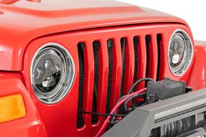 Rough Country - Rough Country Headlights - DRL Halo LED - 7" - Jeep Wrangler TJ 4WD (1997-2006) - RCH5400 - Image 3